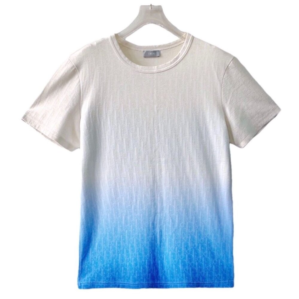 CM0224 Dior White Logo Subtle Jacquard All-Over Print Crew Neck Short Sleeve T-S